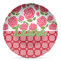 Roses Microwave Safe Plastic Plate - Composite Polymer (Personalized)
