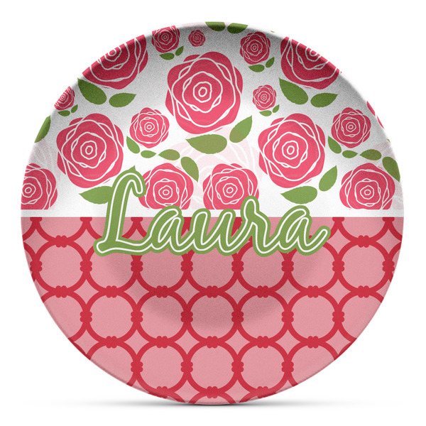 Custom Roses Microwave Safe Plastic Plate - Composite Polymer (Personalized)