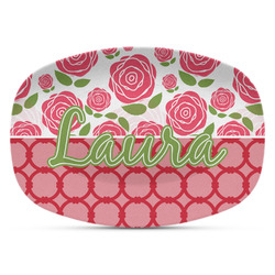 Roses Plastic Platter - Microwave & Oven Safe Composite Polymer (Personalized)