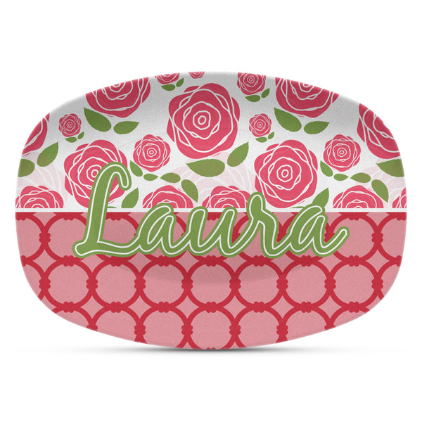 Custom Roses Plastic Platter - Microwave & Oven Safe Composite Polymer (Personalized)