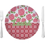 Roses 10" Glass Lunch / Dinner Plates - Single or Set (Personalized)