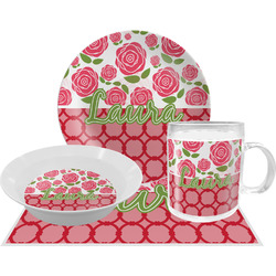 Roses Dinner Set - Single 4 Pc Setting w/ Name or Text