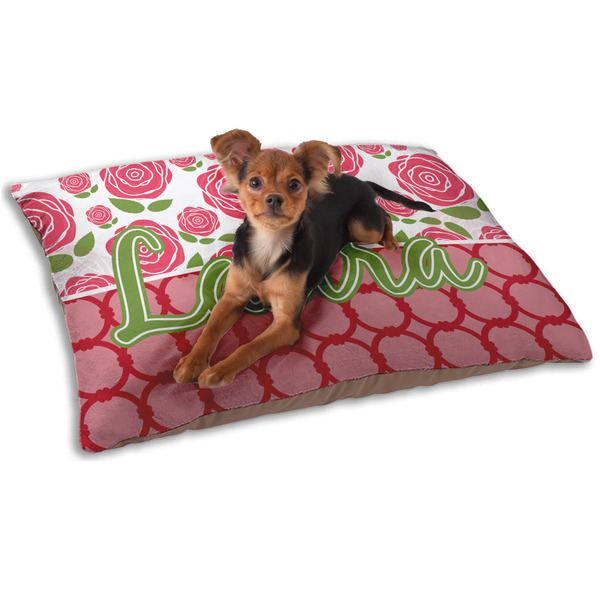 Custom Roses Dog Bed - Small w/ Name or Text
