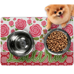 Roses Dog Food Mat - Small w/ Name or Text