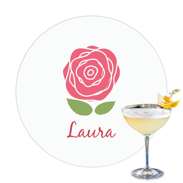 Custom Roses Printed Drink Topper - 3.25" (Personalized)