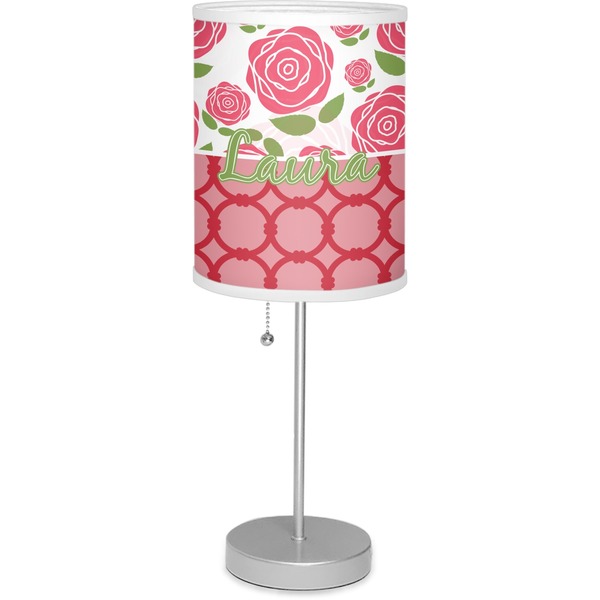 Custom Roses 7" Drum Lamp with Shade Linen (Personalized)