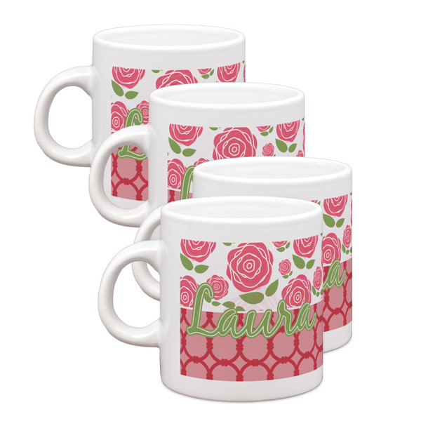 Custom Roses Single Shot Espresso Cups - Set of 4 (Personalized)