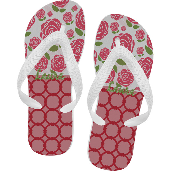 Custom Roses Flip Flops - XSmall (Personalized)