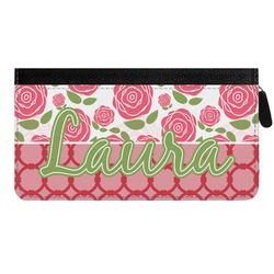 Roses Genuine Leather Ladies Zippered Wallet (Personalized)