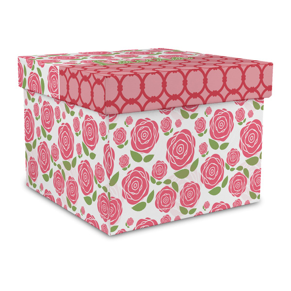 Custom Roses Gift Box with Lid - Canvas Wrapped - Large (Personalized)