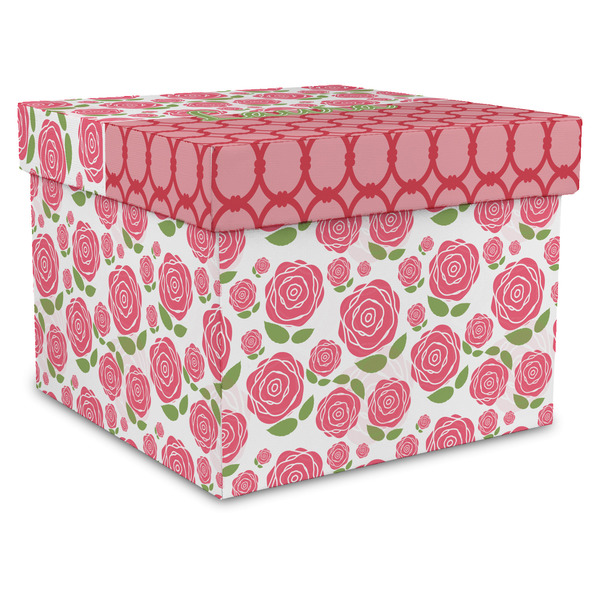 Custom Roses Gift Box with Lid - Canvas Wrapped - X-Large (Personalized)