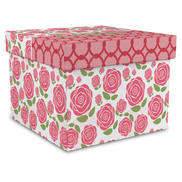 Custom Roses Gift Box with Lid - Canvas Wrapped - XX-Large (Personalized)