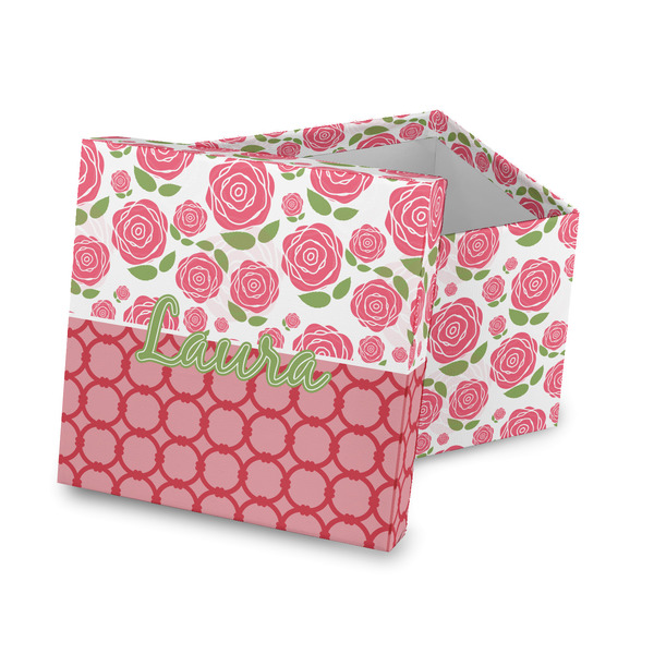 Custom Roses Gift Box with Lid - Canvas Wrapped (Personalized)