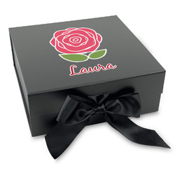 Roses Gift Box with Magnetic Lid - Black (Personalized)