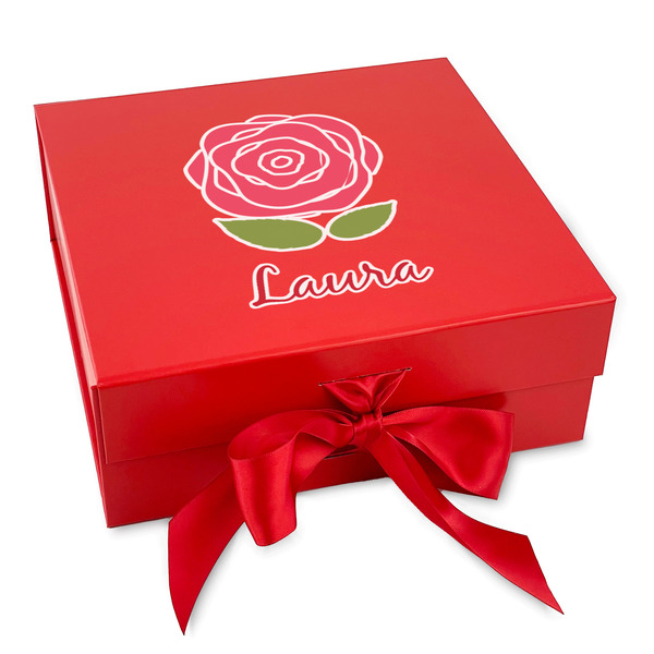Custom Roses Gift Box with Magnetic Lid - Red (Personalized)