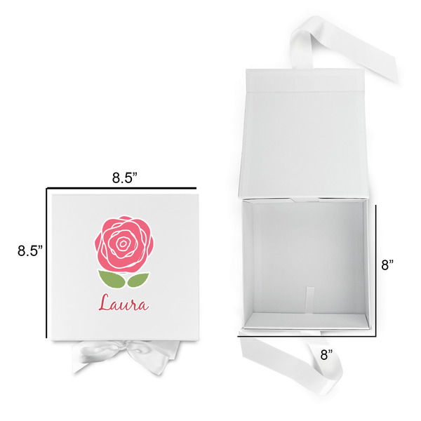 Roses Gift Boxes with Magnetic Lid - White - Open & Closed