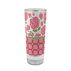 Roses 2 oz Shot Glass - Glass with Gold Rim (Personalized)
