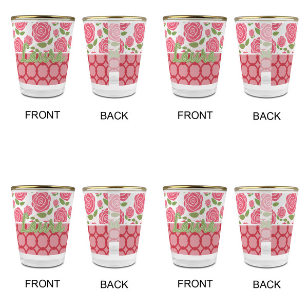 Roses Glass Shot Glass - with gold rim - Set of 4 - APPROVAL
