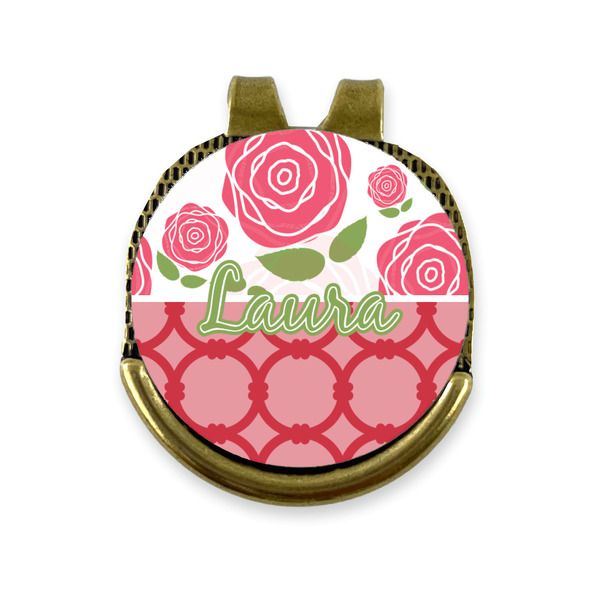 Custom Roses Golf Ball Marker - Hat Clip - Gold