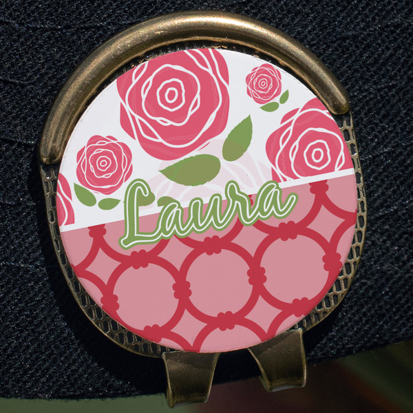 Roses Golf Ball Marker Hat Clip - Gold - Close Up