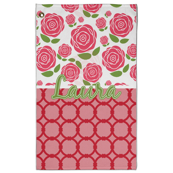 Custom Roses Golf Towel - Poly-Cotton Blend w/ Name or Text