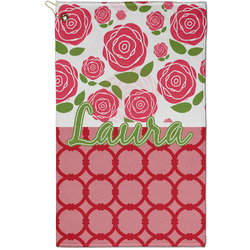 Roses Golf Towel - Poly-Cotton Blend - Small w/ Name or Text