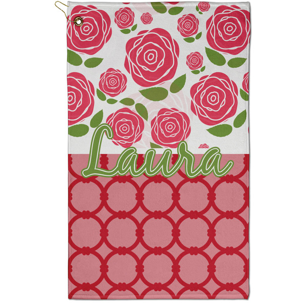 Custom Roses Golf Towel - Poly-Cotton Blend - Small w/ Name or Text
