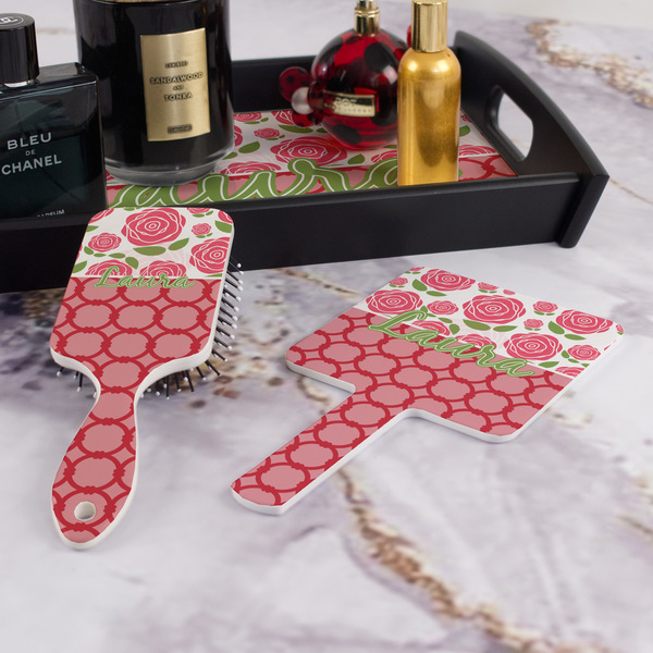 Roses Hair Brush and Hand Mirror - Bathroom Scene