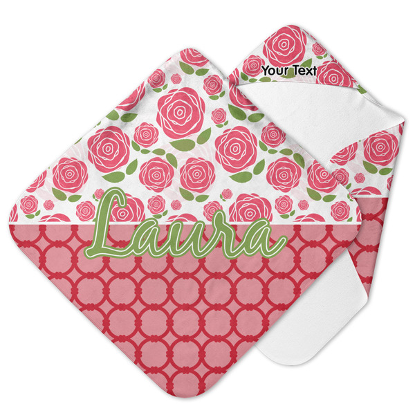 Custom Roses Hooded Baby Towel (Personalized)