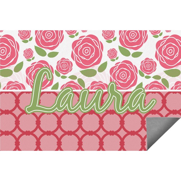 Custom Roses Indoor / Outdoor Rug - 6'x8' w/ Name or Text
