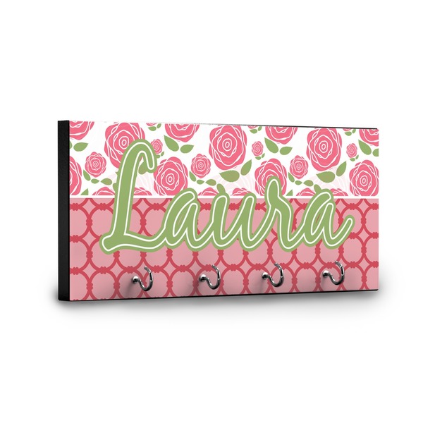 Roses Key Hanger - Front View with Hooks