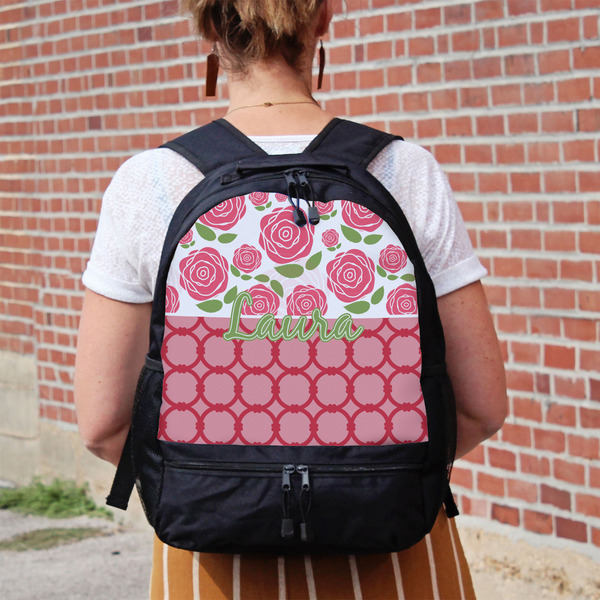 Roses Large Backpack - Black - On Back