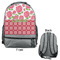 Roses Large Backpack - Gray - Front & Back View