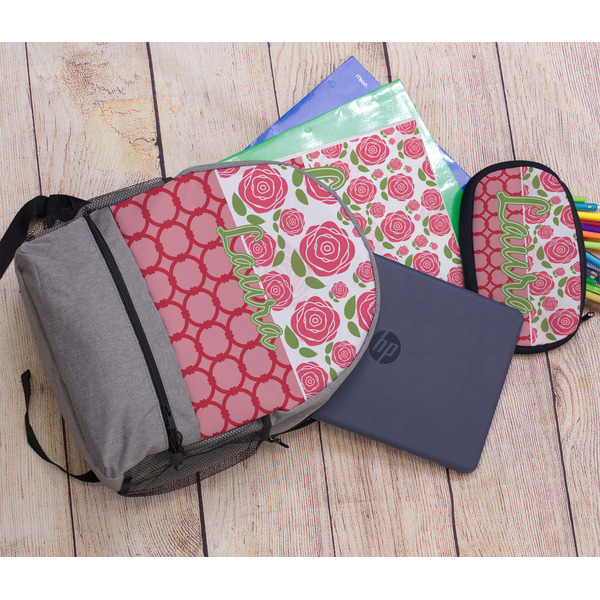 Roses Large Backpack - Gray - With Stuff