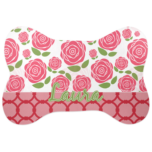 Custom Roses Bone Shaped Dog Food Mat (Personalized)
