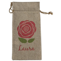 Roses Large Burlap Gift Bag - Front (Personalized)
