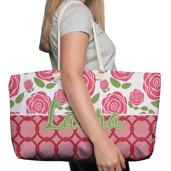 Roses Large Rope Tote Bag - In Context View