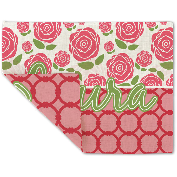 Custom Roses Double-Sided Linen Placemat - Single w/ Name or Text