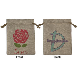 Roses Medium Burlap Gift Bag - Front & Back (Personalized)