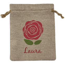 Roses Medium Burlap Gift Bag - Front (Personalized)