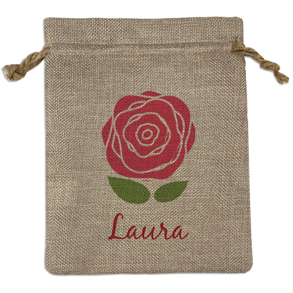 Custom Roses Medium Burlap Gift Bag - Front (Personalized)