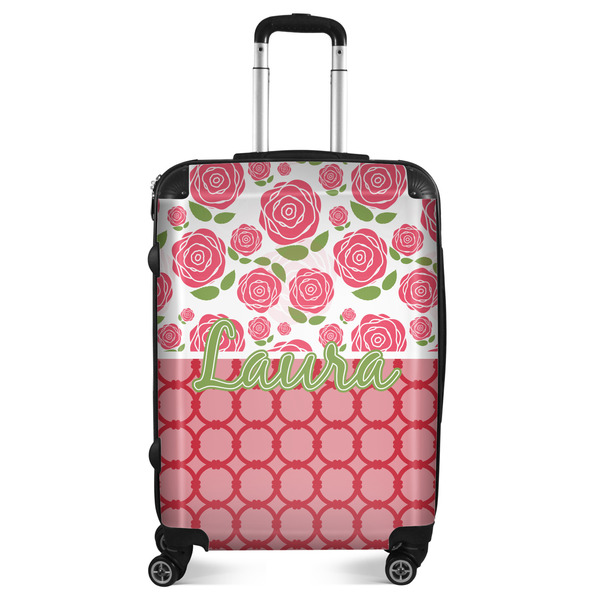 Custom Roses Suitcase - 24" Medium - Checked (Personalized)