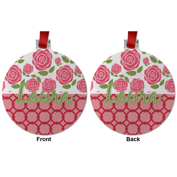 Roses Metal Ball Ornament - Front and Back