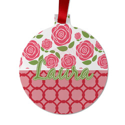 Roses Metal Ball Ornament - Double Sided w/ Name or Text
