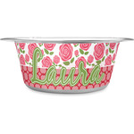 Roses Stainless Steel Dog Bowl (Personalized)