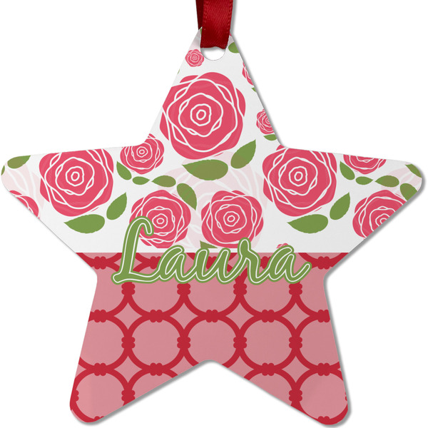 Roses Metal Star Ornament - Front