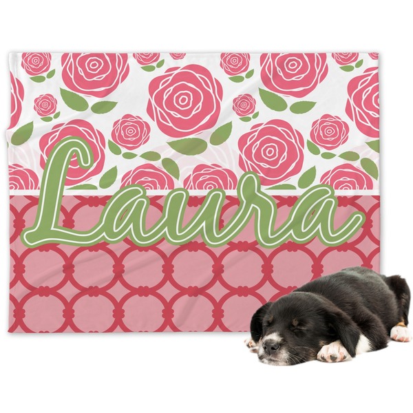 Custom Roses Dog Blanket - Large (Personalized)