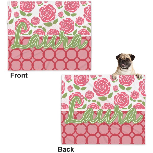 Roses Microfleece Dog Blanket - Large- Front & Back