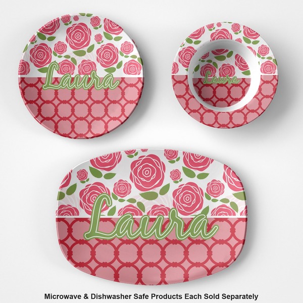 Roses Microwave & Dishwasher Safe CP Plastic Dishware - Group