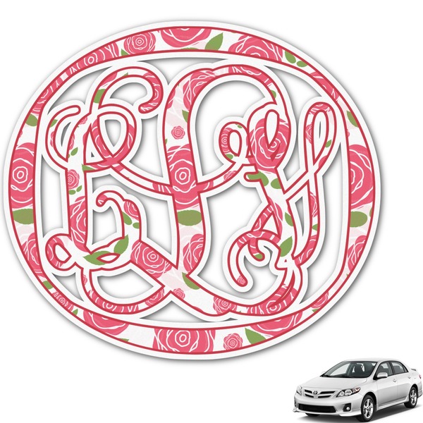 Custom Roses Monogram Car Decal (Personalized)